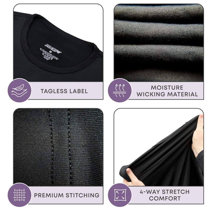 Rocky Thermal Underwear Women Long Johns Womens Thermals Top Bottom Set Fleece Lined Under Wear Clothes Base Layer Thermals, X-Large, Black - Image 3